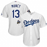 Dodgers 13 Max Muncy White 2018 World Series Cool Base Player Jersey Dzhi,baseball caps,new era cap wholesale,wholesale hats